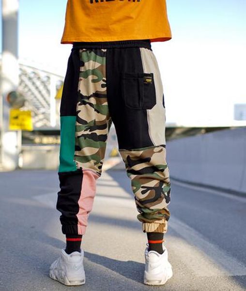 vintage color block men sweatpants patchwork camo joggers 2018 hip hop skateboard active streetwear sportswear, Black 
vintage color block men sweatpants patchwork camo joggers 2018 hip hop skateboard active streetwear sportswear, Black