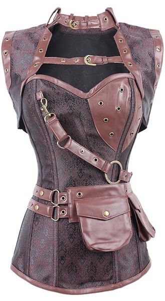 wholesale-new women steampunk corset punk brown black faux leather floral steel boned bustiers lace up plus size waist trainer, Black;white
wholesale-new women steampunk corset punk brown black faux leather floral steel boned bustiers lace up plus size waist trainer, Black;white