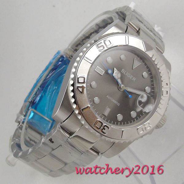 40mm bliger grey dial rotating bezel sapphire glass luminous marks stainless steel case luxury automatic movement men's watch, Slivery;brown
40mm bliger grey dial rotating bezel sapphire glass luminous marks stainless steel case luxury automatic movement men's watch, Slivery;brown