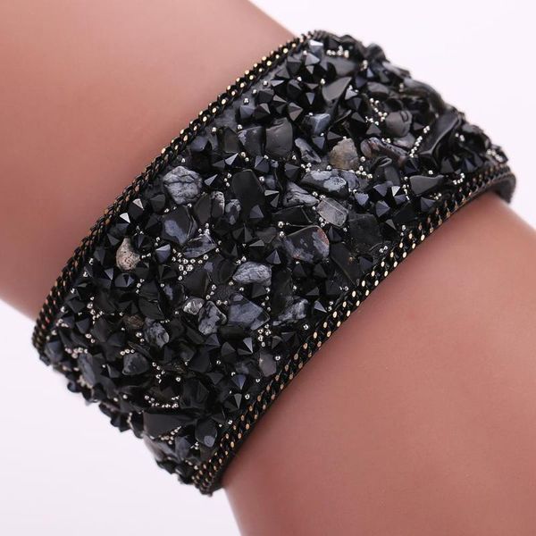 exquisite gravel stone bracelet 22cm handmade gravel stone crystal wristband leather bracelet jewelry gift, Golden;silver
exquisite gravel stone bracelet 22cm handmade gravel stone crystal wristband leather bracelet jewelry gift, Golden;silver