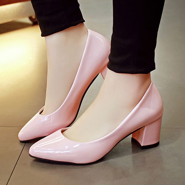 women shoes medium heels pumps pointed toe white wedding shoes patent leather boat shoes dress pump, Black
women shoes medium heels pumps pointed toe white wedding shoes patent leather boat shoes dress pump, Black