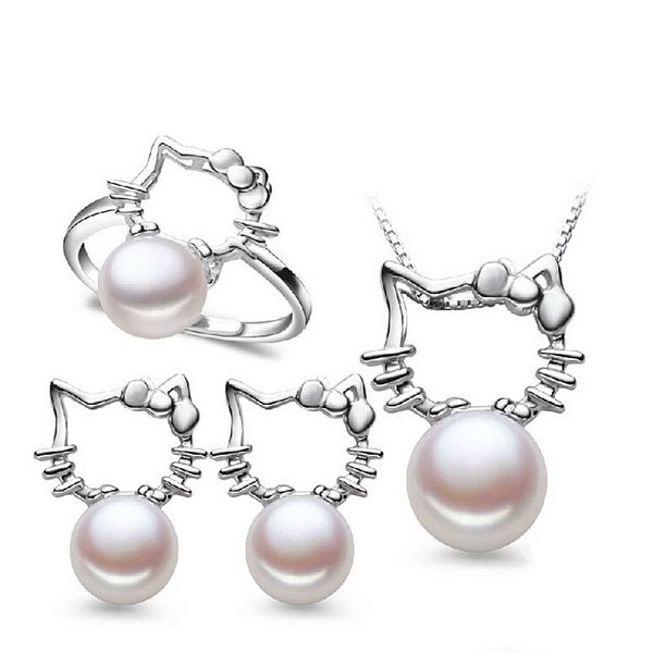 kid baby girl's natural freshwater pearl beaded hello kitt necklace/earring/ring 925 sterling silver jewelry set children party, Black
kid baby girl's natural freshwater pearl beaded hello kitt necklace/earring/ring 925 sterling silver jewelry set children party, Black