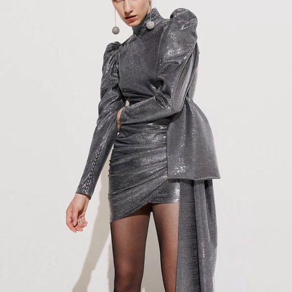 2018 winter/autumn new arrival women dress full sleeve silver turtleneck backless mini-dress party dress, Black;gray
2018 winter/autumn new arrival women dress full sleeve silver turtleneck backless mini-dress party dress, Black;gray