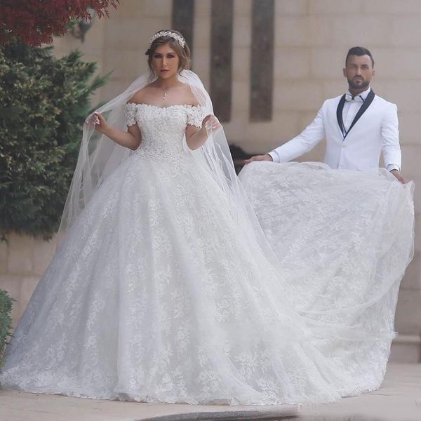 cap sleeve a-line saudi arabic wedding dresses lace up back appliques plus size bridal wedding gowns vestido de noiva, White
cap sleeve a-line saudi arabic wedding dresses lace up back appliques plus size bridal wedding gowns vestido de noiva, White