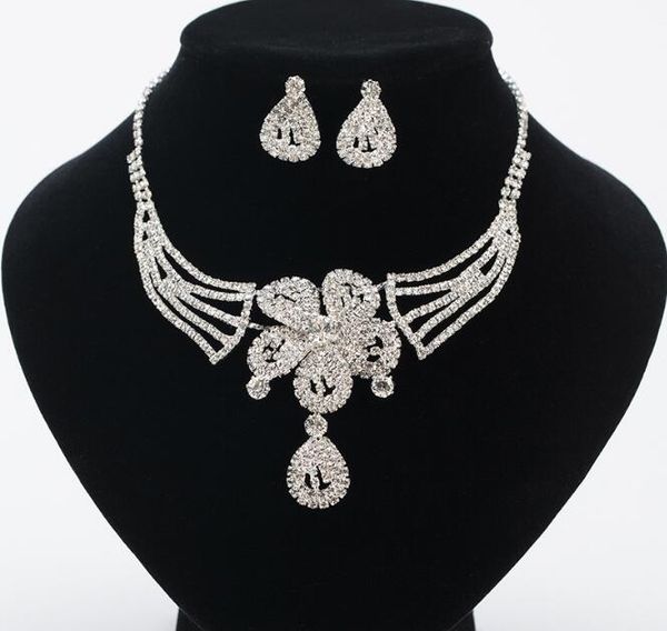 exquisite flower bridal crystal necklace white rhinestones mosaic wedding dress jewelry lady earrings necklace jewelry set, Silver
exquisite flower bridal crystal necklace white rhinestones mosaic wedding dress jewelry lady earrings necklace jewelry set, Silver