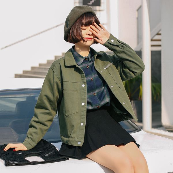 fashion spring autumn college wind small fresh denim jacket casual loose standing collar longsleeved single-breasted coat female, Black;brown
fashion spring autumn college wind small fresh denim jacket casual loose standing collar longsleeved single-breasted coat female, Black;brown