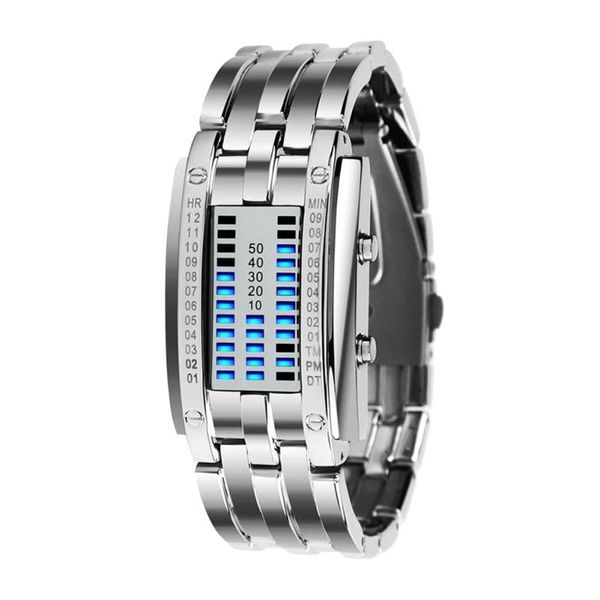 watch men's women future technology binary black stainless steel date digital led bracelet sport watches, Slivery;brown
watch men's women future technology binary black stainless steel date digital led bracelet sport watches, Slivery;brown