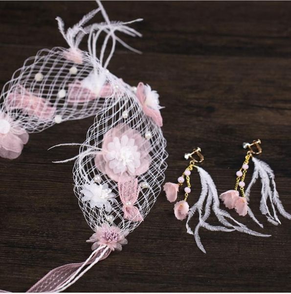 2018pink gauze feather hair earring set 2018 new flower garland wedding gown bridal headwear, Slivery;golden
2018pink gauze feather hair earring set 2018 new flower garland wedding gown bridal headwear, Slivery;golden