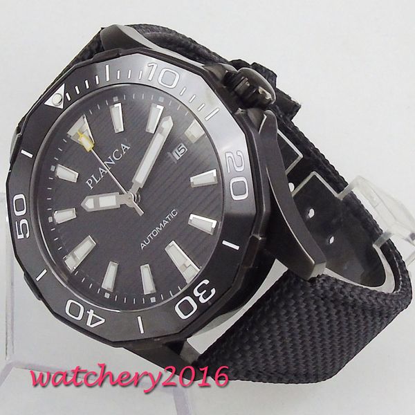 new 45mm planca black dial pvd sapphire glass date luminous rotating bezel luxury miyota 8215 automatic movement men's watch, Slivery;brown
new 45mm planca black dial pvd sapphire glass date luminous rotating bezel luxury miyota 8215 automatic movement men's watch, Slivery;brown