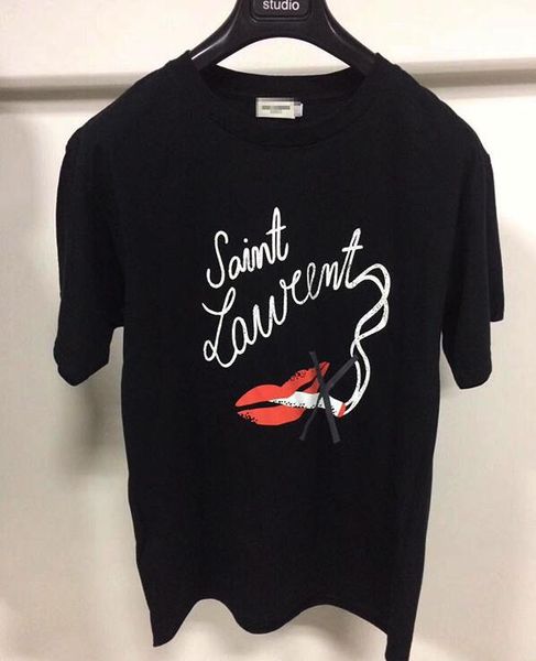 Justin Bieber Embroidered Turtleneck Tops for Men and Women T-Shirts Letter Design Men's Casual Cotton short sleeve SAINT LAURE T Shirts
