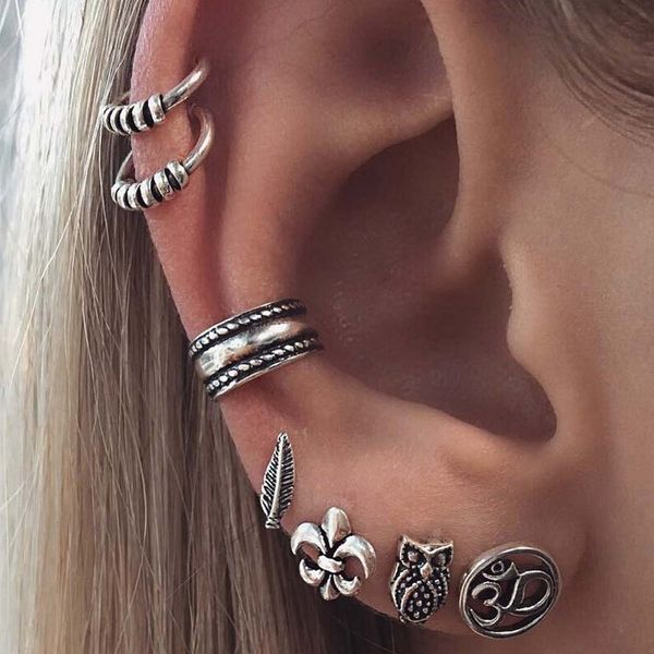 orecchini bohemian steampunk earring set antique owl leaf clip earrings ear cuff for women cartilage earings jewelry gift 10set, Silver
orecchini bohemian steampunk earring set antique owl leaf clip earrings ear cuff for women cartilage earings jewelry gift 10set, Silver