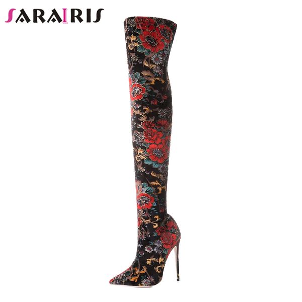 sarairis design 12cm high heel flower slip on shoes female autumn 2018 fashion over-the-knee boots large size 33-43, Black
sarairis design 12cm high heel flower slip on shoes female autumn 2018 fashion over-the-knee boots large size 33-43, Black