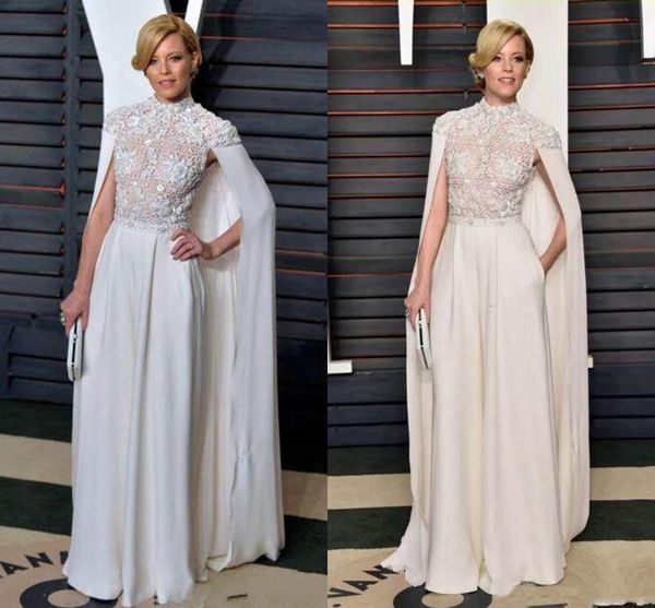 Newest Prom Dresses With Cape Capped Sleeves Lace Appliques Celebrity Suit Dress White Women Long Dress Party Dresses 
Newest Prom Dresses With Cape Capped Sleeves Lace Appliques Celebrity Suit Dress White Women Long Dress Party Dresses