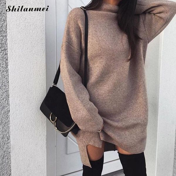 women loose casual dress female 2018 autumn winter long sleeve black khaki knitted sweater dress elegant office work dresses, White;black
women loose casual dress female 2018 autumn winter long sleeve black khaki knitted sweater dress elegant office work dresses, White;black