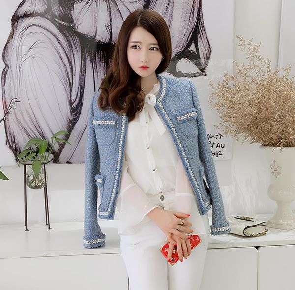 Patchwork Blue Tweed Jacket Coat Autumn Women Beading Denim Long Sleeve Woolen Fringed Trim Short Basic Tassels Pocket Outerwear Jacket
Patchwork Blue Tweed Jacket Coat Autumn Women Beading Denim Long Sleeve Woolen Fringed Trim Short Basic Tassels Pocket Outerwear Jacket