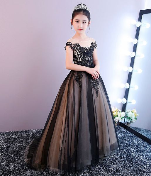 elegant black applique lace flower girl dresses custom made tulle kids prom evening dressse girl birthday party gowns, White;blue
elegant black applique lace flower girl dresses custom made tulle kids prom evening dressse girl birthday party gowns, White;blue