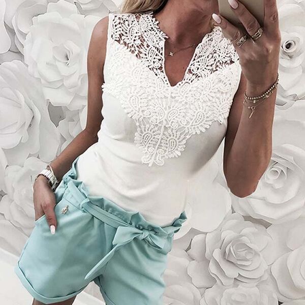 fashion 2018 summer lace patchwork camis women stretch skinny tank v neck sleeveless camisole slim vest tees cropped, White
fashion 2018 summer lace patchwork camis women stretch skinny tank v neck sleeveless camisole slim vest tees cropped, White