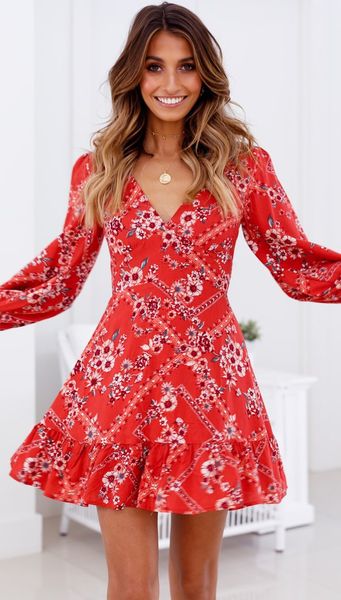 women red flora printed long sleeve dress female v neck casual slim fit beach summer dresses ing, Black;gray
women red flora printed long sleeve dress female v neck casual slim fit beach summer dresses ing, Black;gray