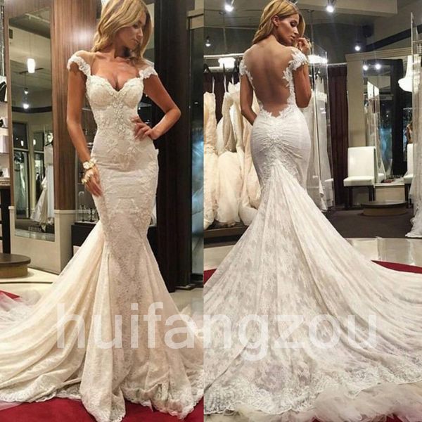 vintage mermaid wedding dress lace applique cap sleeves backless plus size wedding dresses bridal gowns custom made, White
vintage mermaid wedding dress lace applique cap sleeves backless plus size wedding dresses bridal gowns custom made, White