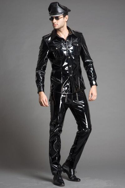 new men' set pu shirt patent leather uniform play without hatsand shoes new arrival, Red;black
new men' set pu shirt patent leather uniform play without hatsand shoes new arrival, Red;black