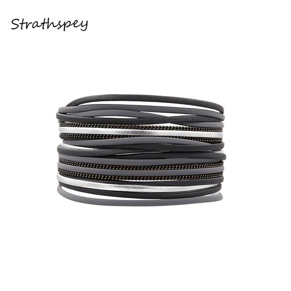strathspey new arrival fashion style simple leather bracelet multilayer wrap charm bracelets magnet bangles grey chain woman, Golden;silver
strathspey new arrival fashion style simple leather bracelet multilayer wrap charm bracelets magnet bangles grey chain woman, Golden;silver