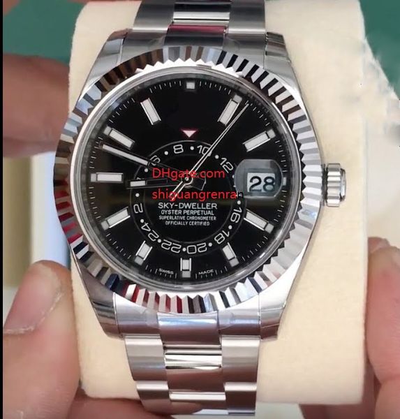 New style Men Watches 42 mm SKY-DWELLER Automatic Movement Bezel Black Watch 326934 Black Dial Top brands 2813 Steel Mens Watch Wristwatches
New style Men Watches 42 mm SKY-DWELLER Automatic Movement Bezel Black Watch 326934 Black Dial Top brands 2813 Steel Mens Watch Wristwatches