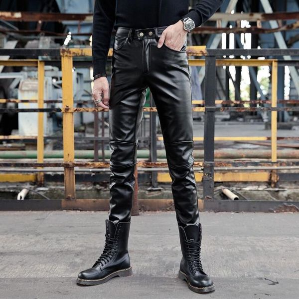 plus velvet thickening fashion motorcycle faux leather pants mens feet pants pu trousers for men pantalon homme elasticity black
plus velvet thickening fashion motorcycle faux leather pants mens feet pants pu trousers for men pantalon homme elasticity black