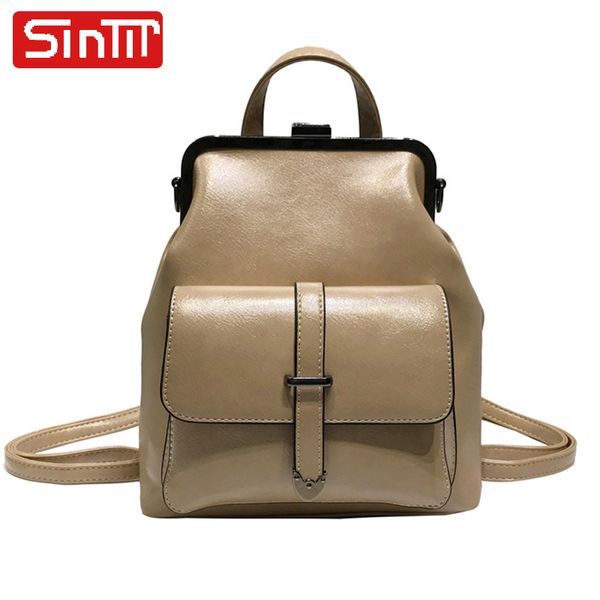 oil wax pu leather women backpacks fashion doctor bags ladies casual daypacks designer women backpack