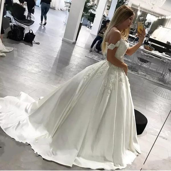 2019 new ball gown wedding dresses off shoulder appliques long bridal gowns corset backless long vestidos de novia, White
2019 new ball gown wedding dresses off shoulder appliques long bridal gowns corset backless long vestidos de novia, White