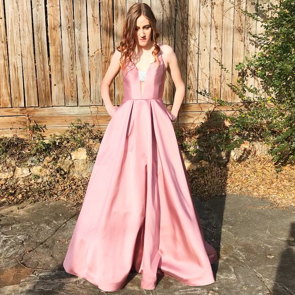 pink satin a-line prom dresses long sheer front dress for graduation dresses spaghetti straps sequins beaded sparkly prom gowns with pockets, Black
pink satin a-line prom dresses long sheer front dress for graduation dresses spaghetti straps sequins beaded sparkly prom gowns with pockets, Black