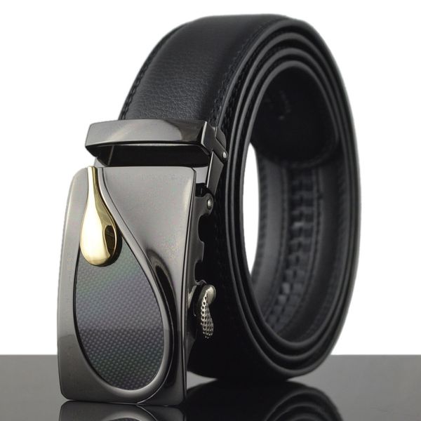 

kaweida fashion designer belts water droplets automatic buckle leather belt business luxury cowskin genuine leather waist belt, Black;brown