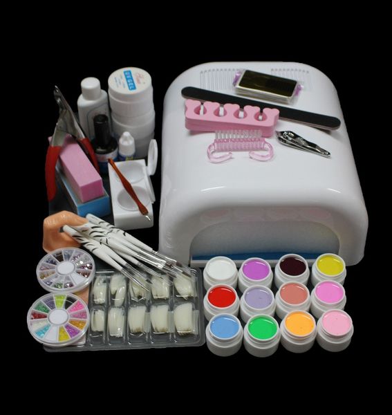 new pro full 36w white cure lamp dryer & 12 color uv gel nail art tools sets kits btt-90
new pro full 36w white cure lamp dryer & 12 color uv gel nail art tools sets kits btt-90