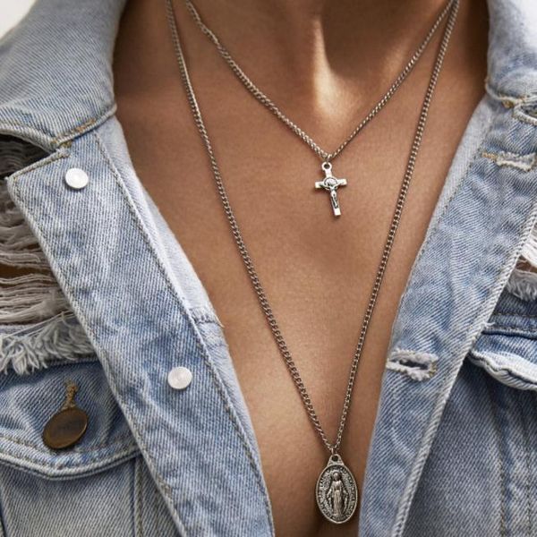 fashion vintage silver color virgin mary necklace pendant multi layers women trendy cross pendant necklaces religious jewelry
fashion vintage silver color virgin mary necklace pendant multi layers women trendy cross pendant necklaces religious jewelry