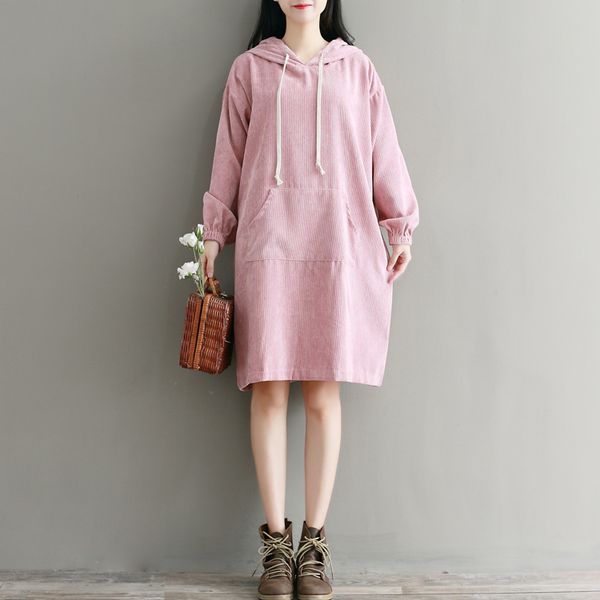 lady pink hoodies dress 2018 new autumn winter women full sleeve hooded corduroy dresses with pockets, White;black
lady pink hoodies dress 2018 new autumn winter women full sleeve hooded corduroy dresses with pockets, White;black