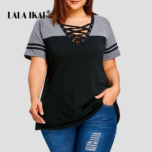lalaikai plus size xl 2xl 3xl 4xl 5xl casual patchwork tshirt women striped short sleeve tee cross bandages lady swa1803-47, White
lalaikai plus size xl 2xl 3xl 4xl 5xl casual patchwork tshirt women striped short sleeve tee cross bandages lady swa1803-47, White