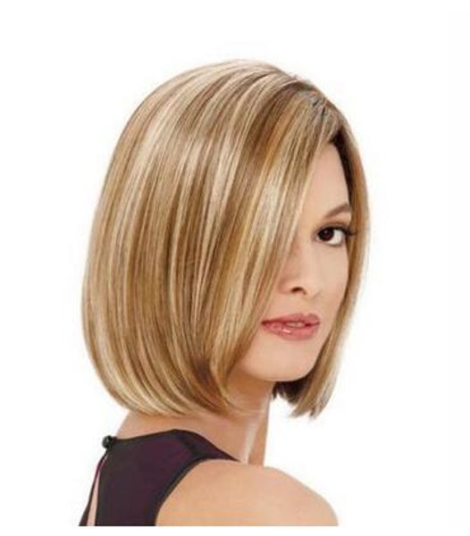 short fancy fashion blonde mix straight health hair wig natural wigs, Black;brown