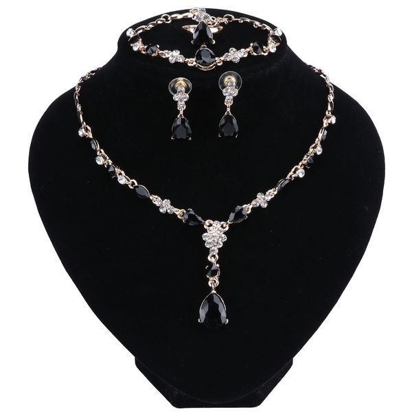 gold color crystal bridal jewelry sets wedding jewelry ring earrings bracelet necklace jewelry sets bridal accessories, Black
gold color crystal bridal jewelry sets wedding jewelry ring earrings bracelet necklace jewelry sets bridal accessories, Black