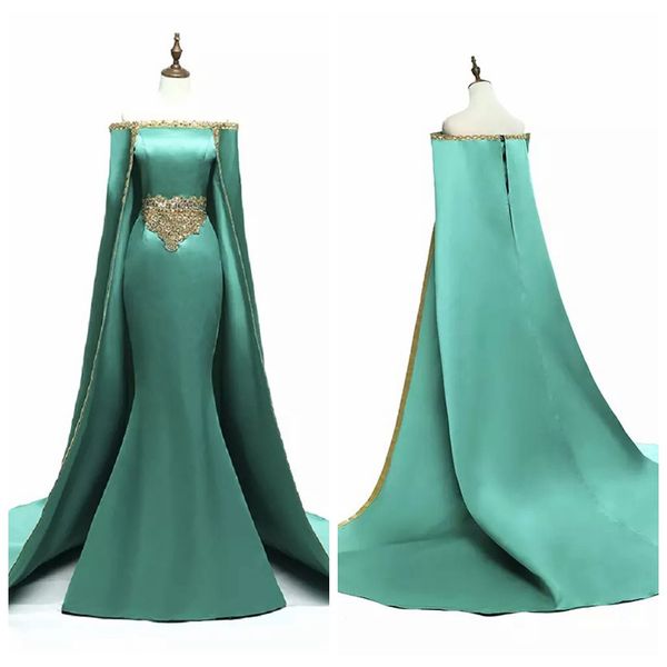 2019 saudi arabia long prom dresses with cape gold beading muslim mermaid formal gowns evening wear boat neck satin events party dress, Black
2019 saudi arabia long prom dresses with cape gold beading muslim mermaid formal gowns evening wear boat neck satin events party dress, Black