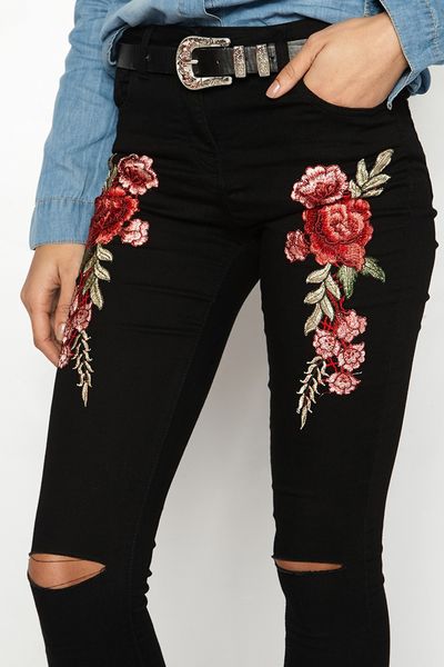 fashionable women flower embroidery hole jeans high waist pencil pants skinny denim trousers size s-2xl, Blue
fashionable women flower embroidery hole jeans high waist pencil pants skinny denim trousers size s-2xl, Blue