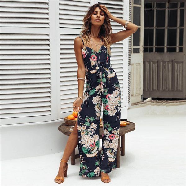 2018 new womens strappy floral printed bow slit long trouser playsuits jumpsuit rompers holiday dropship #0807, Black;white
2018 new womens strappy floral printed bow slit long trouser playsuits jumpsuit rompers holiday dropship #0807, Black;white