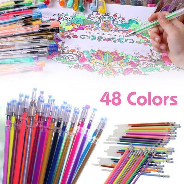 48pcs colorful fluorescent gel ink pen refills watercolor brush stationery, Black;red
48pcs colorful fluorescent gel ink pen refills watercolor brush stationery, Black;red