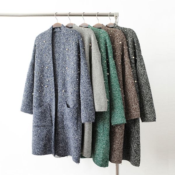 новый 2018 женщин длинные жемчужные кардиганы свитер с длинным рукавом открытым стежком вязать свитер кардиганы v шеи негабаритных кардиган, White;black 
новый 2018 женщин длинные жемчужные кардиганы свитер с длинным рукавом открытым стежком вязать свитер кардиганы v шеи негабаритных кардиган, White;black