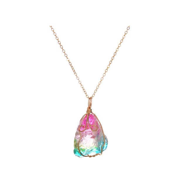 2018 rainbow natural stone pendant necklace fashion crystal rock necklace gold color chain quartz long for women, Silver
2018 rainbow natural stone pendant necklace fashion crystal rock necklace gold color chain quartz long for women, Silver