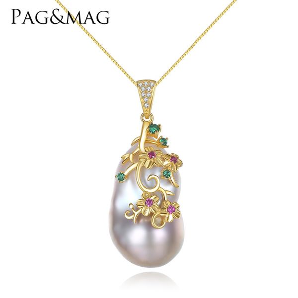 pag&mag brand special-shaped baroque big natural pearl pendant women necklace sterling silver chain each pearl difference
pag&mag brand special-shaped baroque big natural pearl pendant women necklace sterling silver chain each pearl difference