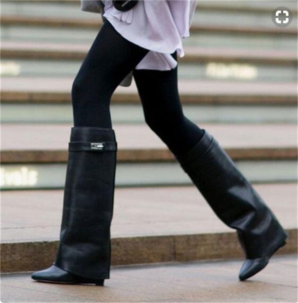 fashion winter black leather pointed toe metal lock women knee high boots double-layer knight women shoes wedges motorcycle booties
fashion winter black leather pointed toe metal lock women knee high boots double-layer knight women shoes wedges motorcycle booties