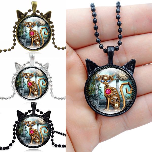 2018 vintage jewelry mechanical cat charm necklace clock necklaces & pendants silver black chain for women d599s
2018 vintage jewelry mechanical cat charm necklace clock necklaces & pendants silver black chain for women d599s