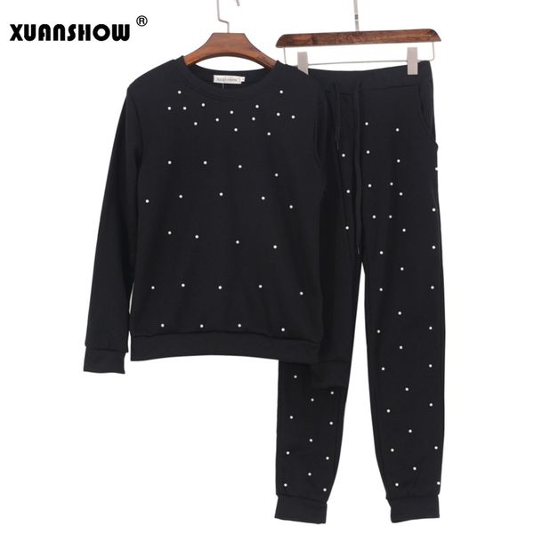 sets 2018 new fashion long sleeve pearl beading women's tracksuits o-neck sweatshirt + long pants 2 piece women set, White
sets 2018 new fashion long sleeve pearl beading women's tracksuits o-neck sweatshirt + long pants 2 piece women set, White