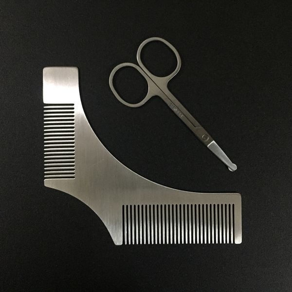 2pcs/set beard shaping tool template and scissors kit, zdu stainless steel beard shaper and styling comb stencil for line up & e, White
2pcs/set beard shaping tool template and scissors kit, zdu stainless steel beard shaper and styling comb stencil for line up & e, White
