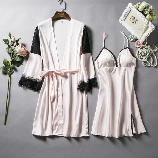 women silky kimono bathrobe gown summer new 2pcs sleepwear lace trim nightwear negligee rayon satin robe set nightgown, Black;red
women silky kimono bathrobe gown summer new 2pcs sleepwear lace trim nightwear negligee rayon satin robe set nightgown, Black;red