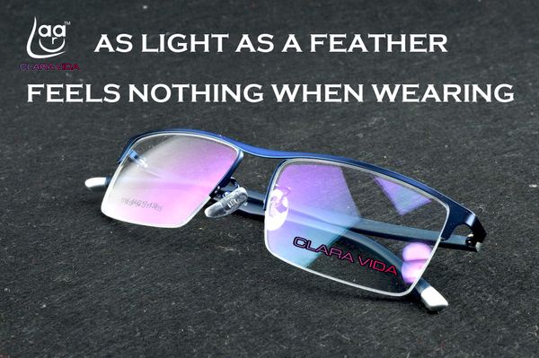 clara vida 2017 new designer blue titanium alloy with flexiable light as feather durable men glasses frame, Silver
clara vida 2017 new designer blue titanium alloy with flexiable light as feather durable men glasses frame, Silver